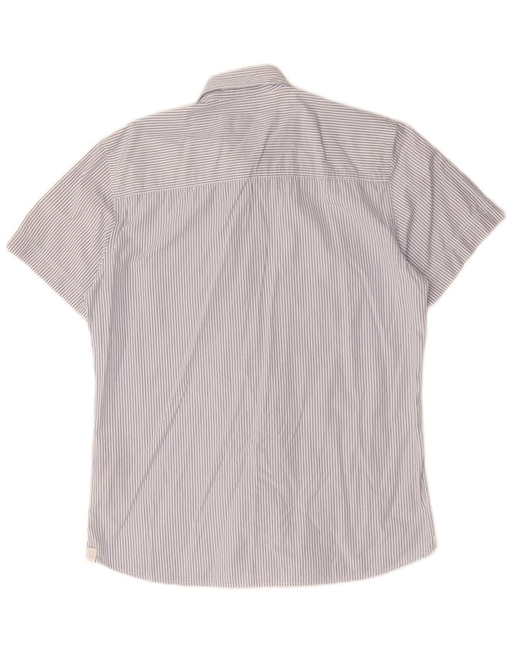 North Sails Mens Graphic Short Sleeve Shirt Medium Blue Pinstripe Cotton
