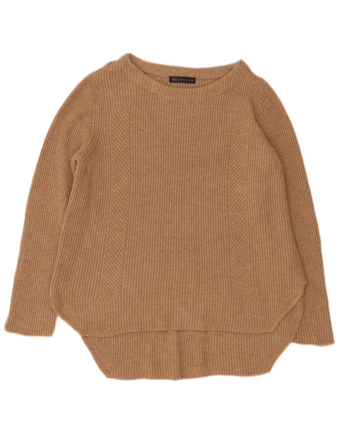 Marks & Spencer Womens Longline Boat Neck Jumper Sweater UK 20 2XL Beige