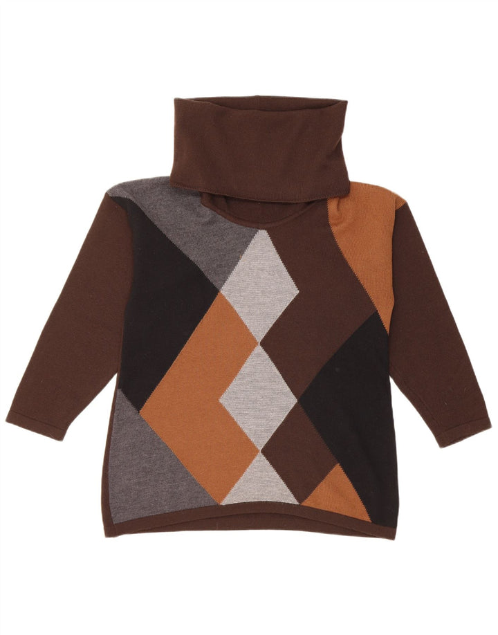 Luisa Spagnoli Womens Roll Neck Jumper Sweater UK 14 Medium Brown