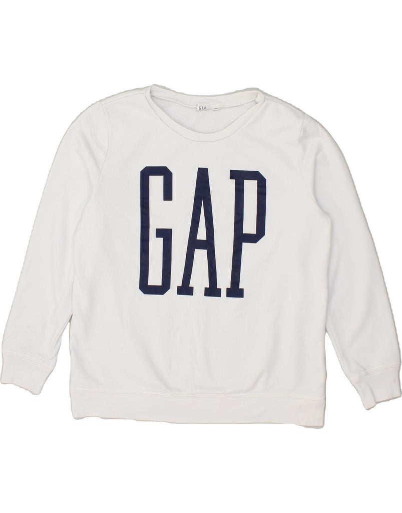 GAP Womens Graphic Sweatshirt Jumper UK 14 Medium White Cotton | Vintage Gap | Thrift | Second-Hand Gap | Used Clothing | Messina Hembry 