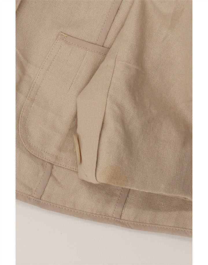 Marks & Spencer Womens 2 Button Blazer Jacket UK 12 Medium Beige Linen