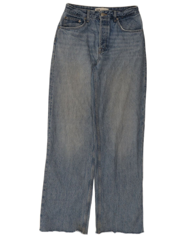 Zara Womens High Rise Wide Leg Jeans EU 36 XS W26 L31 Blue Cotton