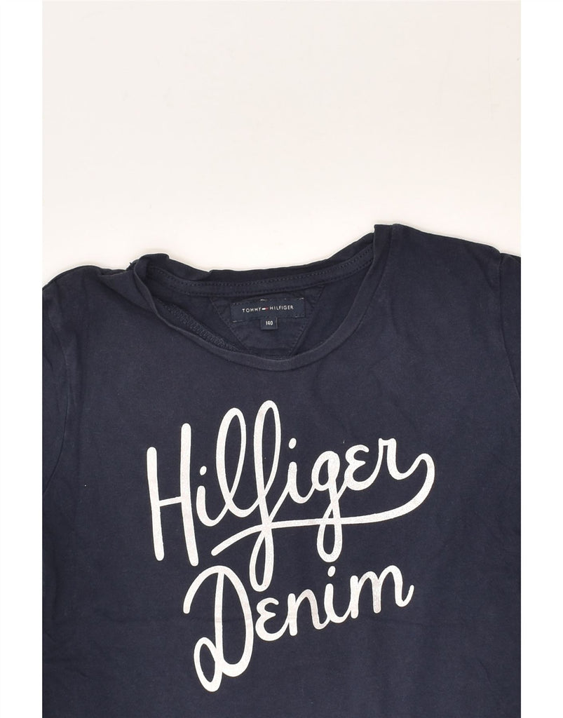 TOMMY HILFIGER Boys Graphic T-Shirt Top 9-10 Years Navy Blue Cotton | Vintage Tommy Hilfiger | Thrift | Second-Hand Tommy Hilfiger | Used Clothing | Messina Hembry 