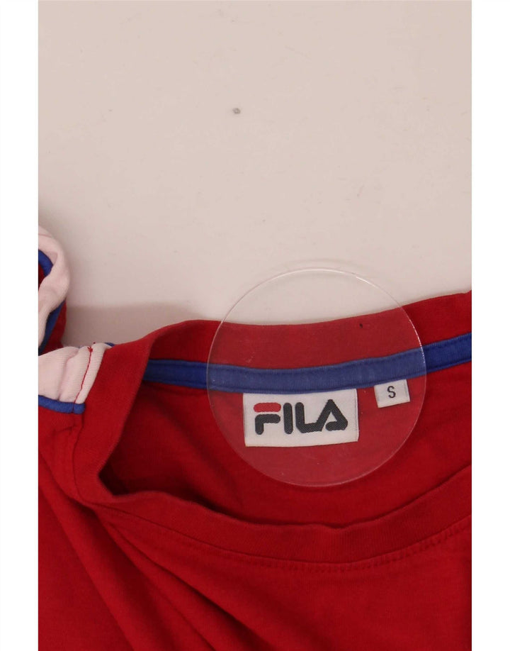 Fila Mens T-Shirt Top Small Red Colourblock