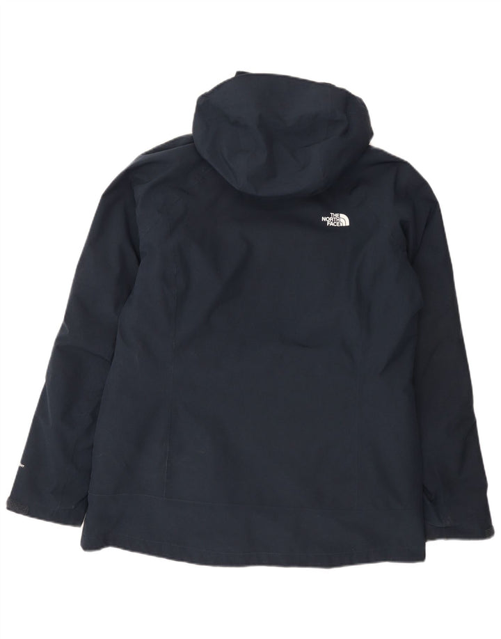 The North Face Womens Hooded Rain Jacket UK 16 Large Navy Blue Polyester