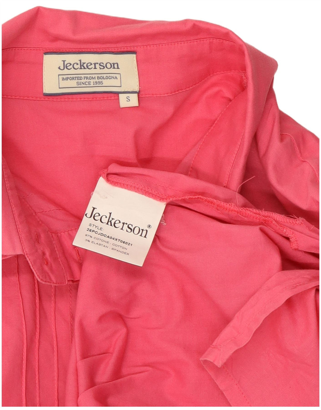 Jeckerson Womens 3/4 Sleeve Pullover Shirt UK 10 Small Pink Cotton