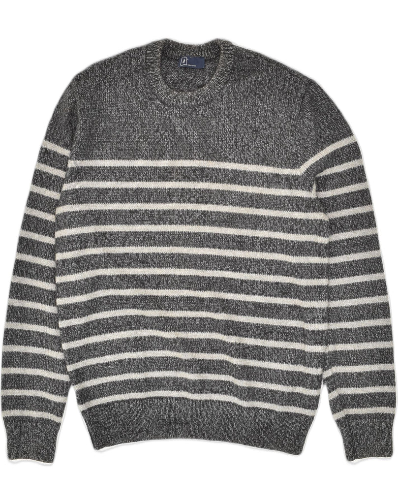 GAP Mens Crew Neck Jumper Sweater Large Grey Striped Cotton | Vintage Gap | Thrift | Second-Hand Gap | Used Clothing | Messina Hembry 