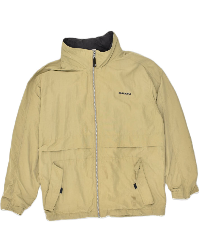 DIADORA Mens Hooded Rain Jacket UK 42 XL Beige Polyester | Vintage Diadora | Thrift | Second-Hand Diadora | Used Clothing | Messina Hembry 