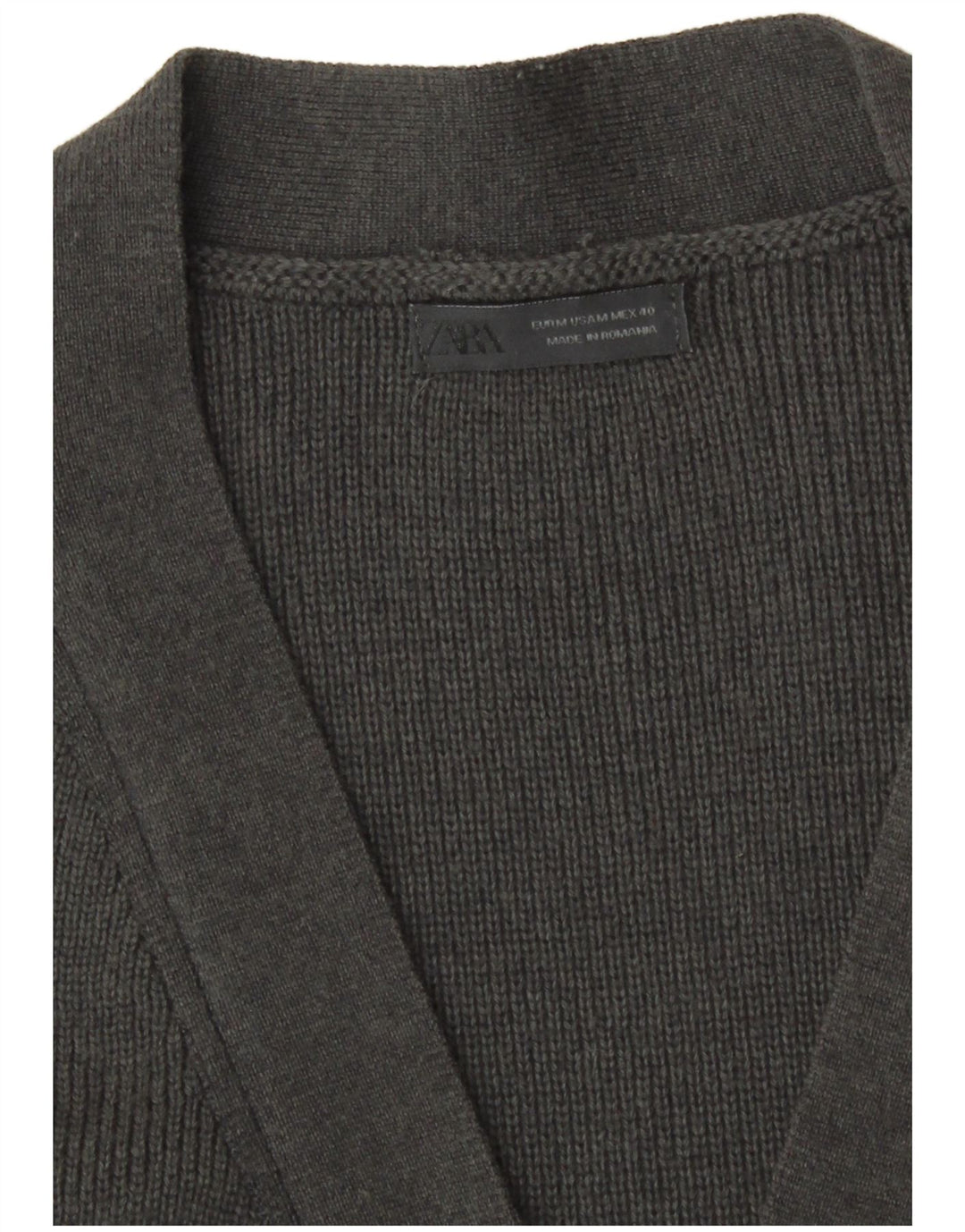 Zara Mens Full Zip Cardigan Sweater Medium Grey Cotton