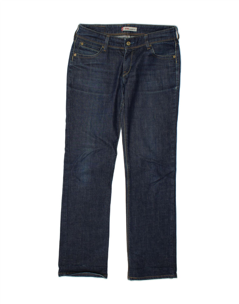 LEVI'S Womens 570 Straight Jeans W31 L34  Navy Blue Cotton Vintage Levi's and Second-Hand Levi's from Messina Hembry 