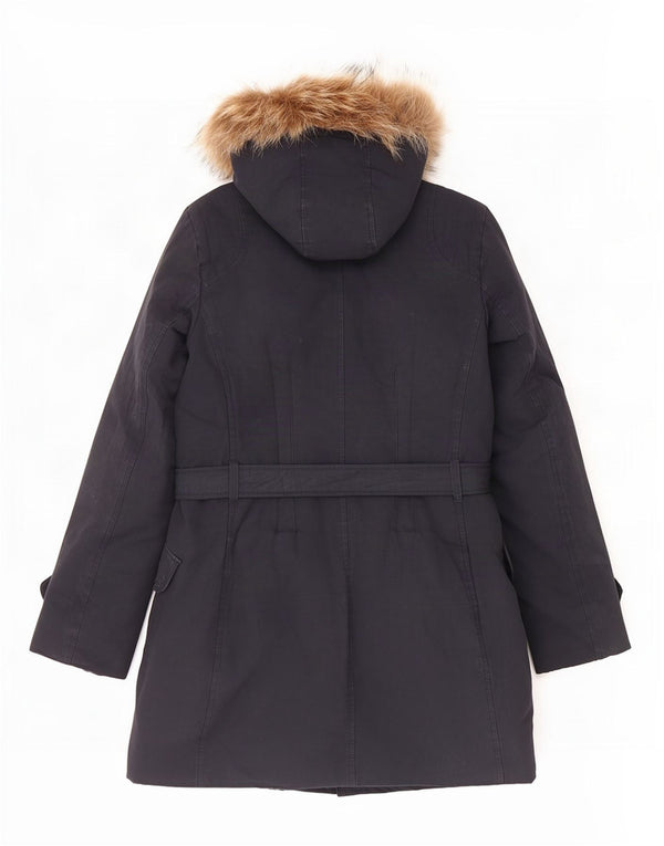 Kappa Womens Hooded Padded Coat UK 14 Medium Navy Blue Cotton