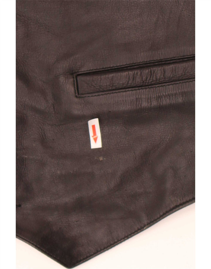 Vintage Mens Leather Waistcoat 2XL Black