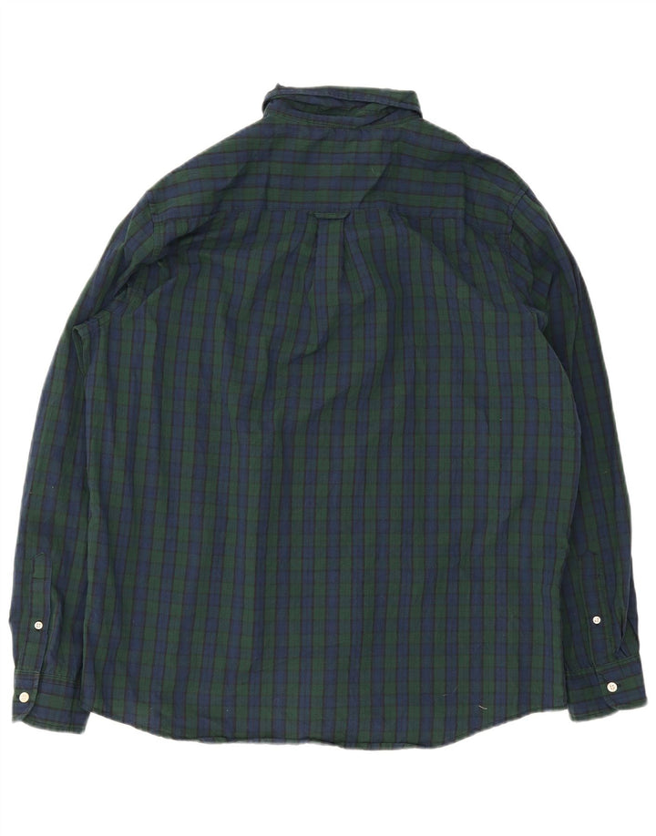 Chaps Mens Shirt XL Navy Blue Check Cotton