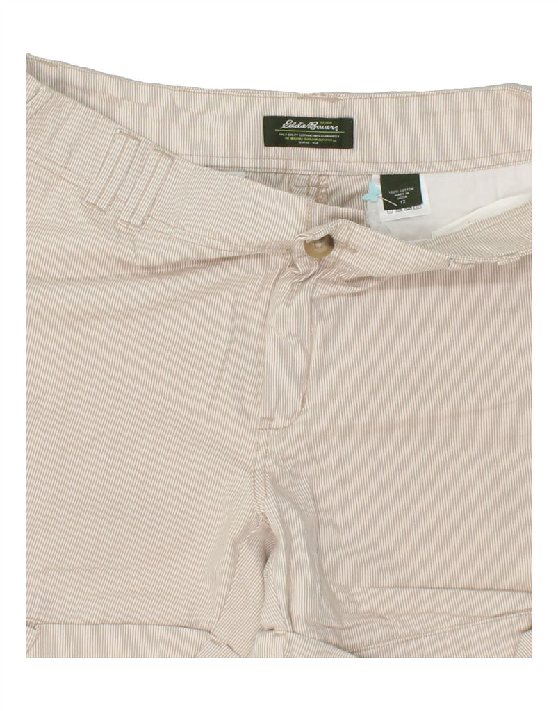 EDDIE BAUER Womens Hot Pants US 12 Large W34 Beige Striped Cotton | Vintage Eddie Bauer | Thrift | Second-Hand Eddie Bauer | Used Clothing | Messina Hembry 
