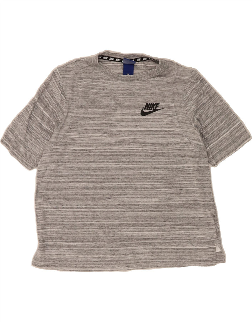 NIKE Womens T-Shirt Top UK 14 Medium Grey Striped Viscose Vintage Nike and Second-Hand Nike from Messina Hembry 