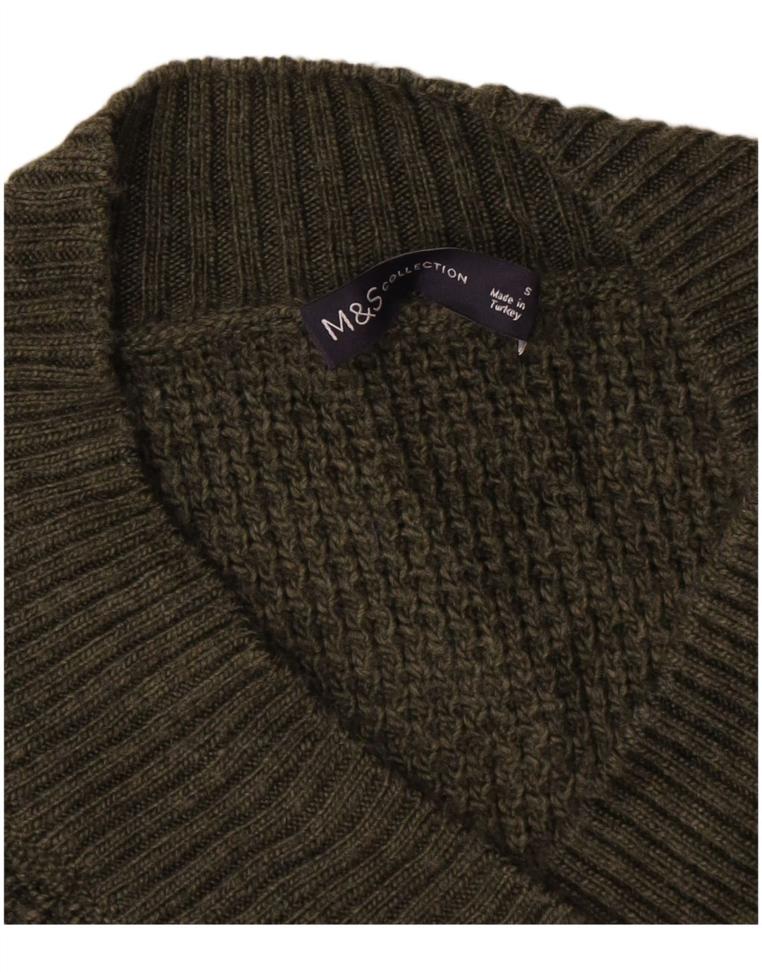 Marks & Spencer Womens Oversized V-Neck Jumper Sweater UK 10 Small Green
