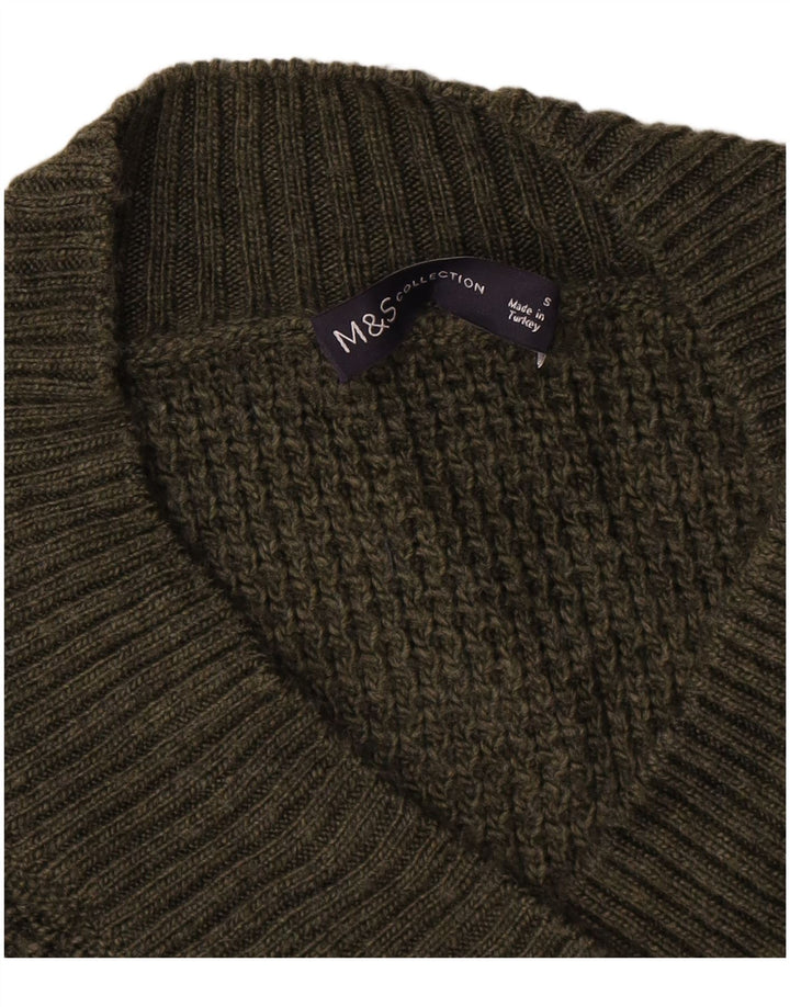 Marks & Spencer Womens Oversized V-Neck Jumper Sweater UK 10 Small Green