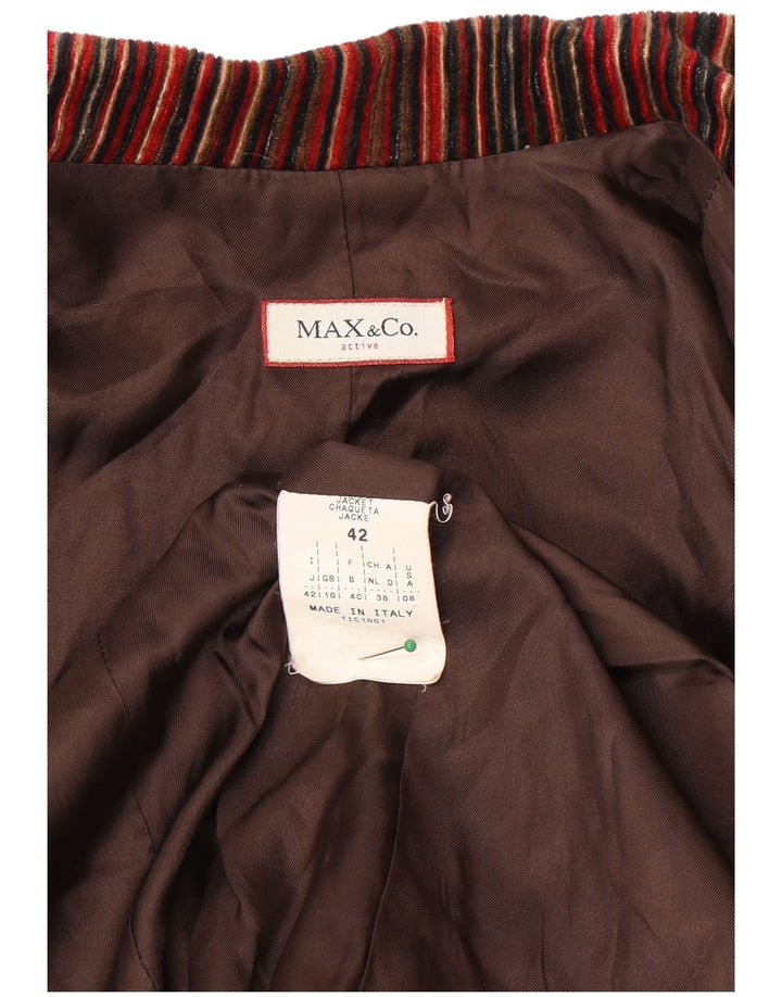 Max & Co. Womens 3 Button Blazer Jacket UK 10 Small Burgundy Striped