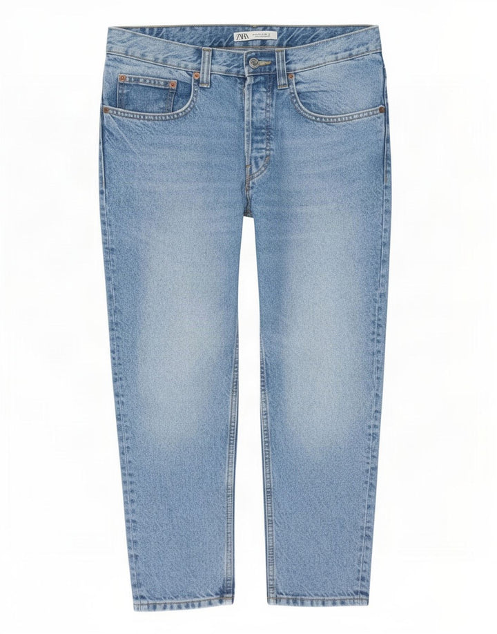 Zara Mens Cropped Jeans Medium W31 L25 Blue Cotton