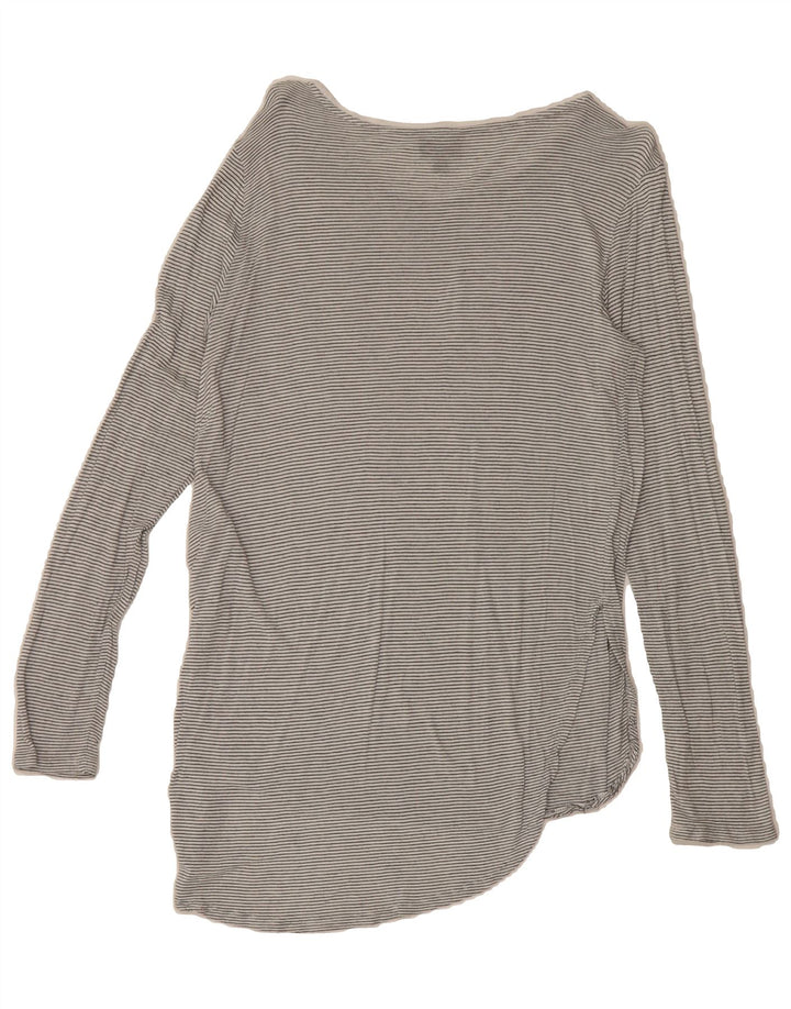 MOSSIMO Womens Top Long Sleeve UK 12 Medium Grey Pinstripe Rayon Vintage Mossimo and Second-Hand Mossimo from Messina Hembry 