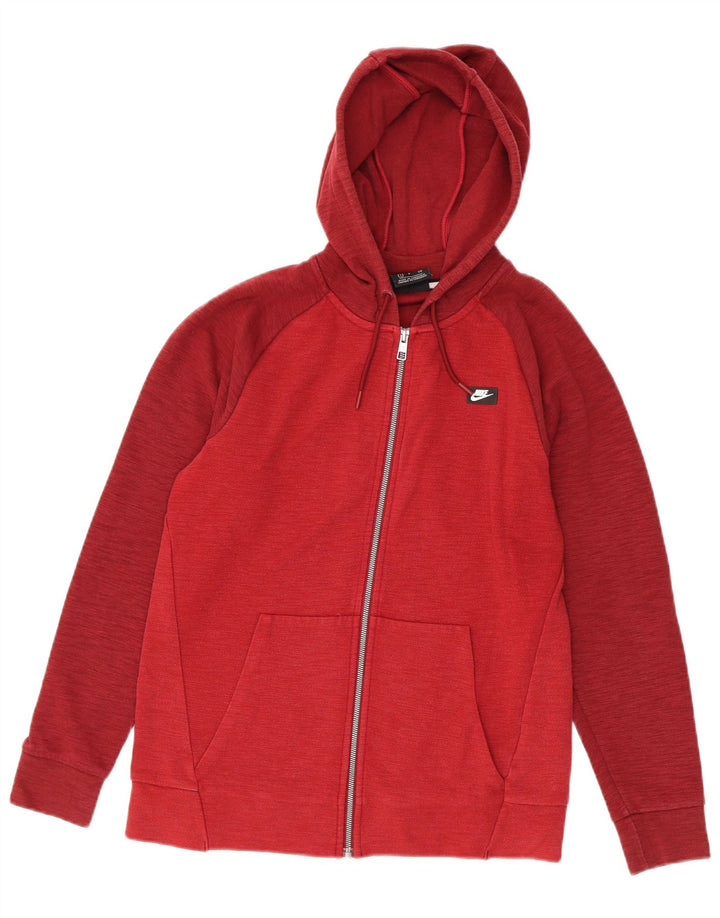Nike Mens Zip Hoodie Sweater Small Red Flecked Cotton