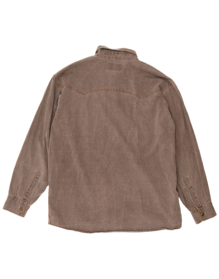 Vintage Mens Denim Shirt XL Brown