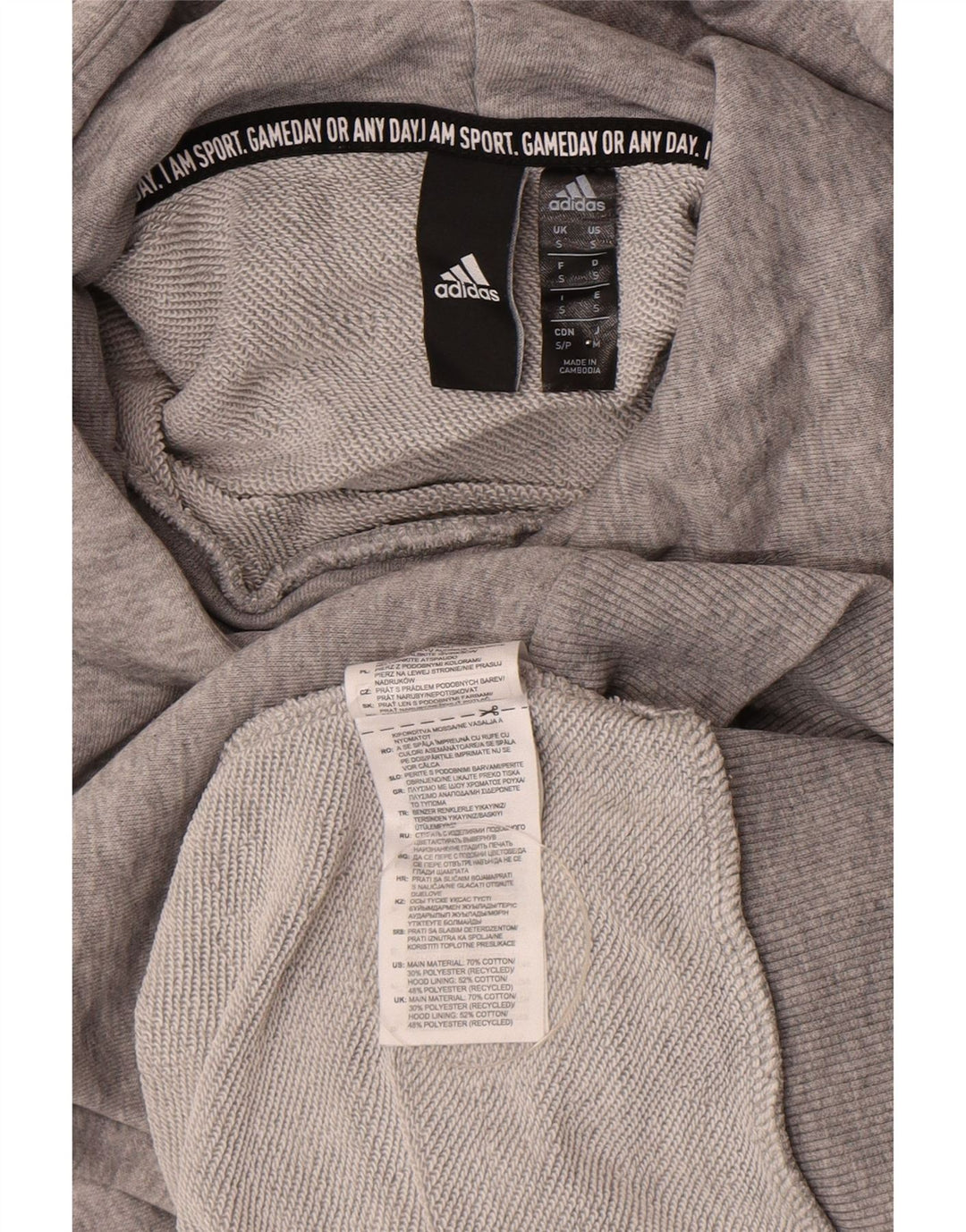 Adidas Mens Graphic Hoodie Jumper Small Grey Cotton
