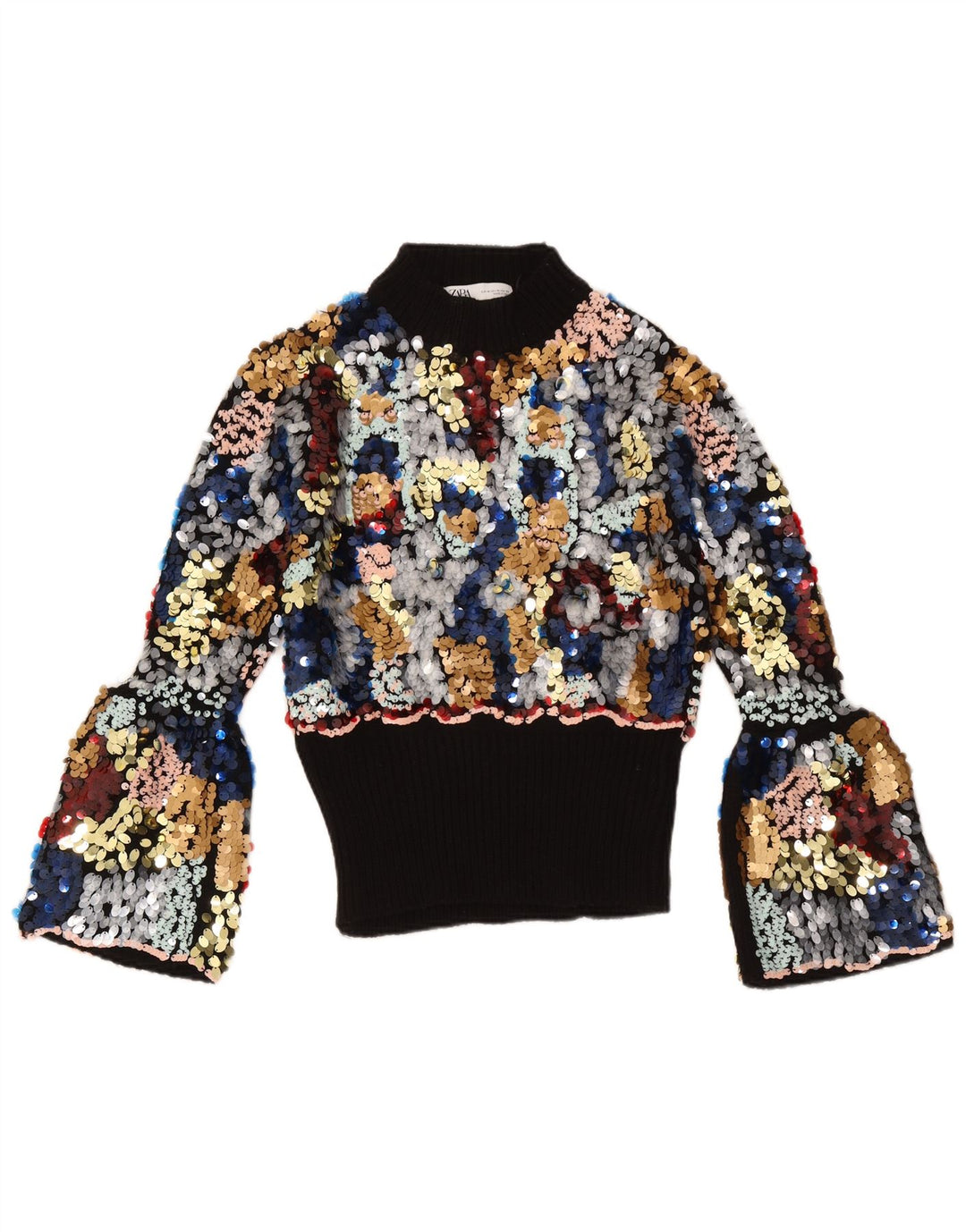 Zara Womens Turtle Neck Jumper Sweater UK 12 Medium Multicoloured Flecked