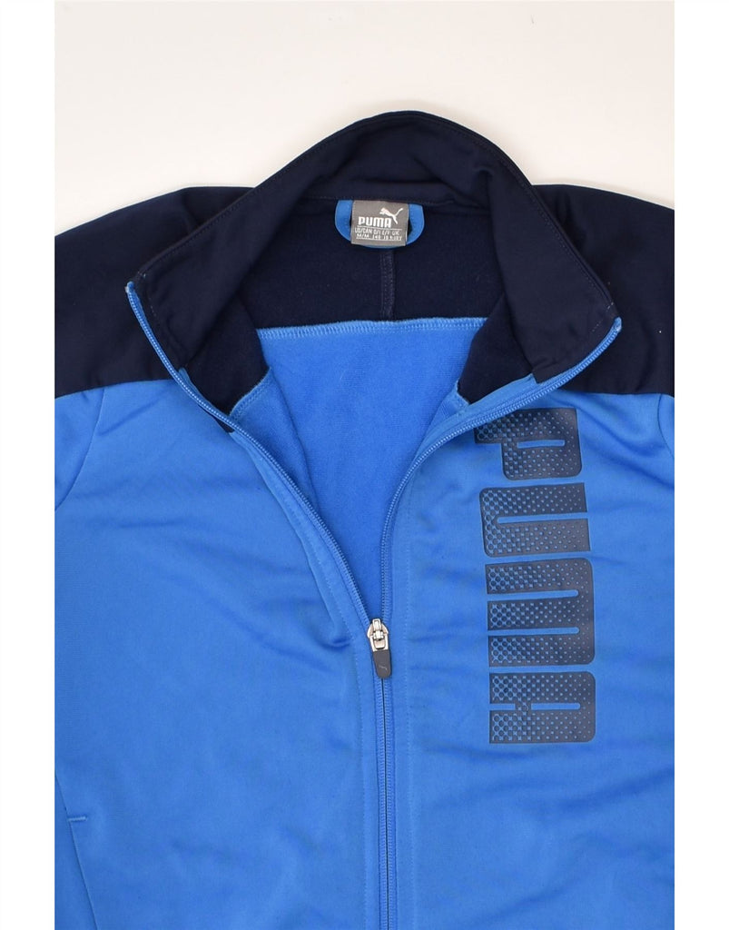 PUMA Boys Tracksuit Top Jacket 9-10 Years Blue Colourblock Polyester | Vintage Puma | Thrift | Second-Hand Puma | Used Clothing | Messina Hembry 