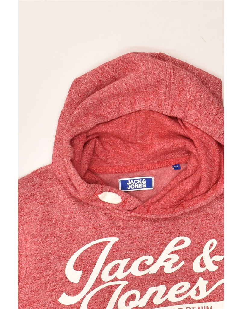 JACK & JONES Boys Graphic Hoodie Jumper 15-16 Years Red Cotton | Vintage Jack & Jones | Thrift | Second-Hand Jack & Jones | Used Clothing | Messina Hembry 