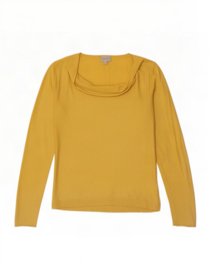 Jigsaw Womens Top Long Sleeve UK 10 Small Yellow Polyamide