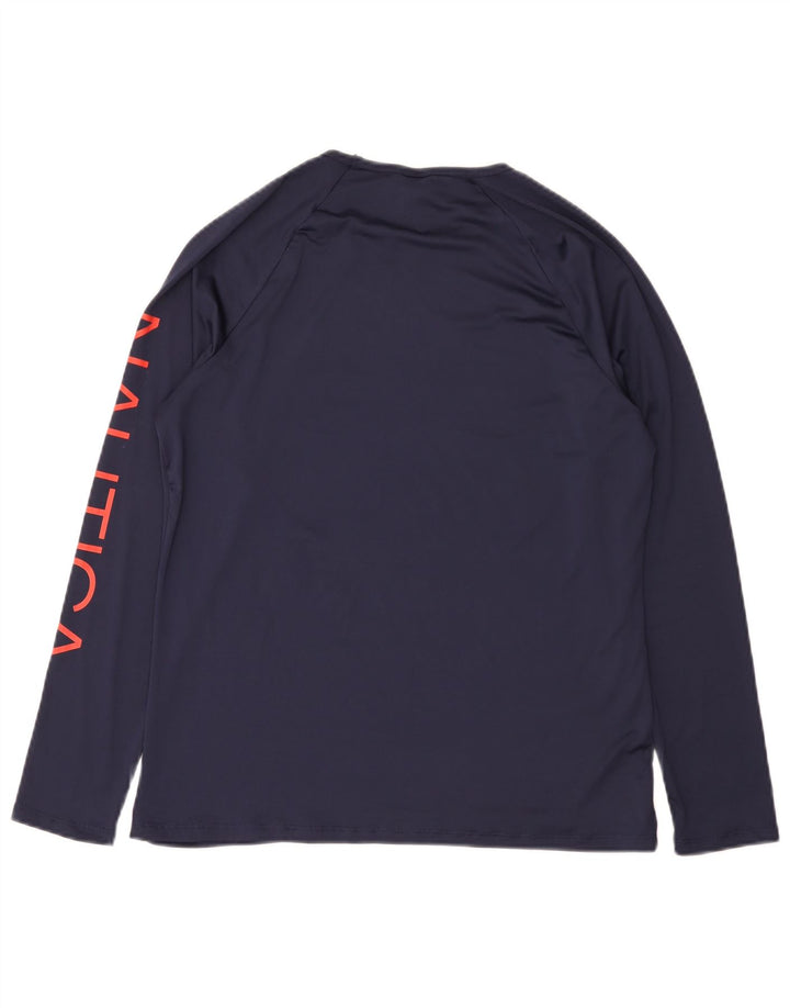 Nautica Womens Graphic Top Long Sleeve UK 18 XL Navy Blue Polyester