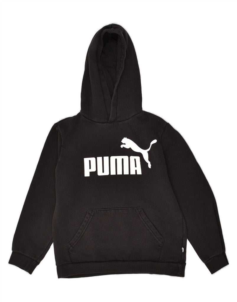 PUMA Boys Graphic Hoodie Jumper 11-12 Years Black Cotton | Vintage Puma | Thrift | Second-Hand Puma | Used Clothing | Messina Hembry 