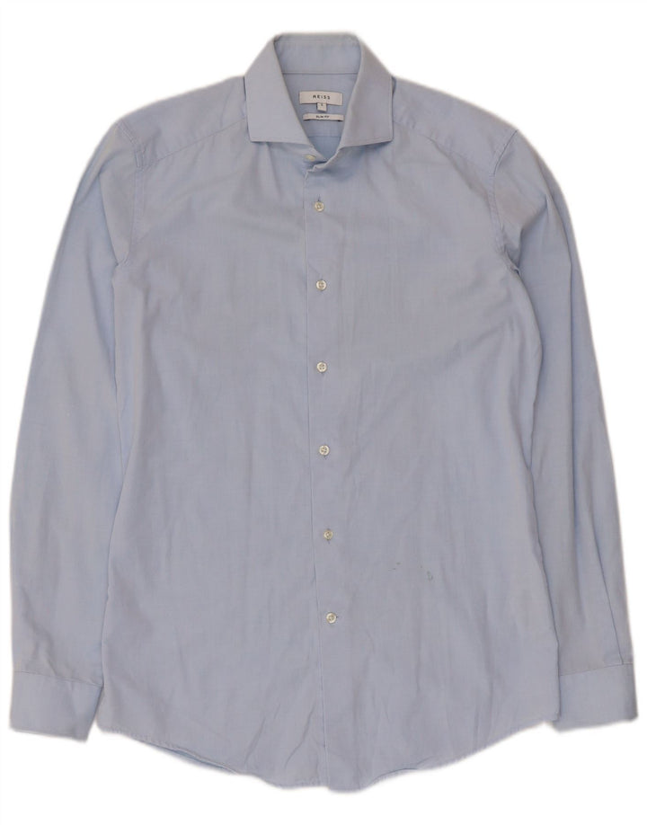 Reiss Mens Slim Fit Shirt Small Blue Cotton