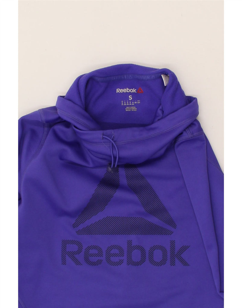 REEBOK Womens Graphic Sweatshirt Jumper UK 8/10 Small Purple Polyester Vintage Reebok and Second-Hand Reebok from Messina Hembry 