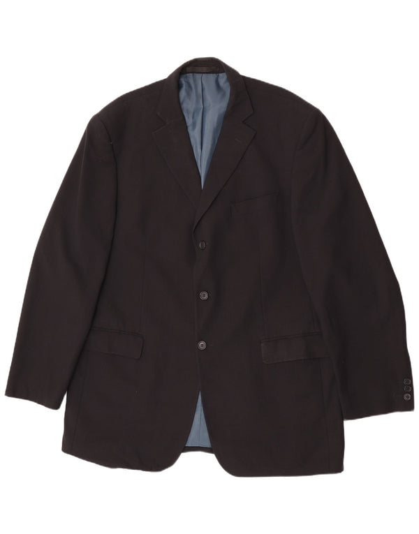 Marks & Spencer Mens 3 Button Blazer Jacket UK 44 XL Navy Blue Polyester