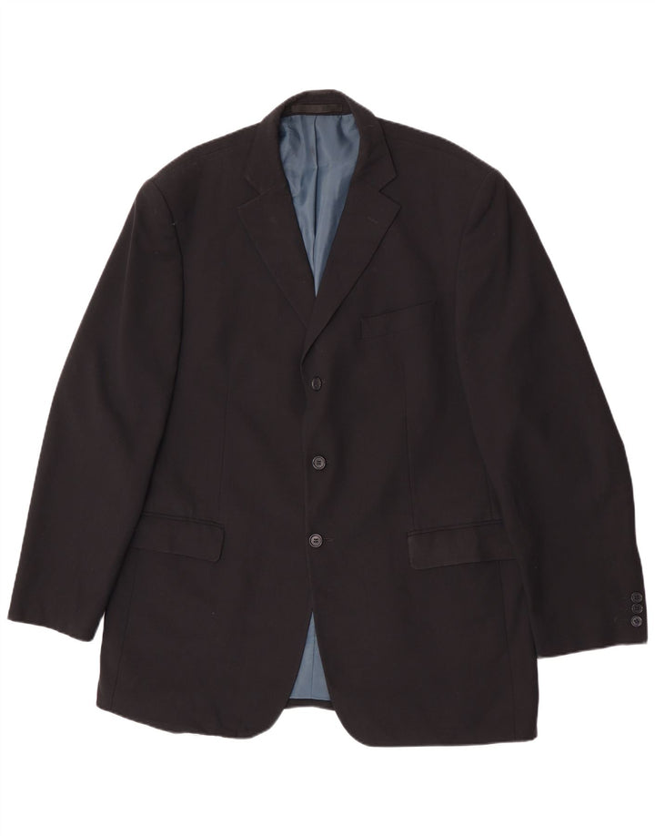 Marks & Spencer Mens 3 Button Blazer Jacket UK 44 XL Navy Blue Polyester