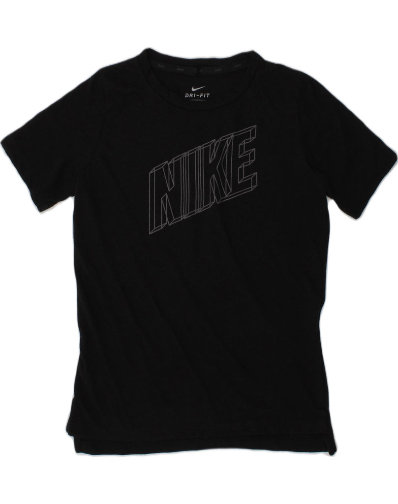 NIKE Boys Dri Fit Graphic T-Shirt Top 8-9 Years Small Black Polyester | Vintage Nike | Thrift | Second-Hand Nike | Used Clothing | Messina Hembry 