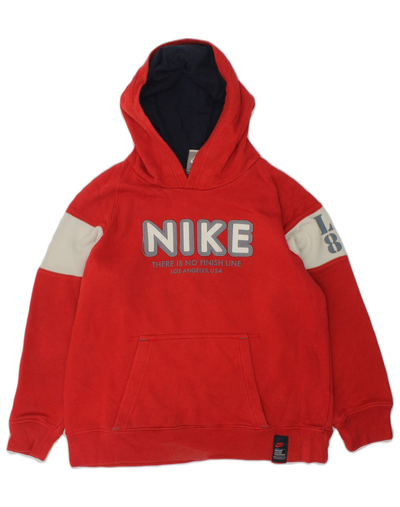 NIKE Boys Graphic Hoodie Jumper 7-8 Years XL Red Cotton | Vintage Nike | Thrift | Second-Hand Nike | Used Clothing | Messina Hembry 