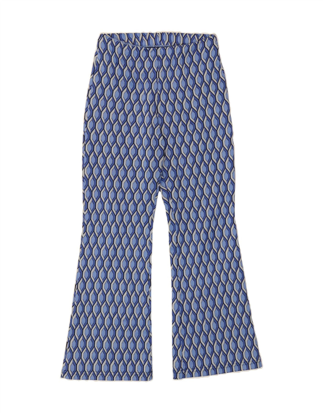 VINTAGE Womens Bootcut Casual Trousers W26 L28 Blue Geometric Vintage Vintage and Second-Hand Vintage from Messina Hembry 