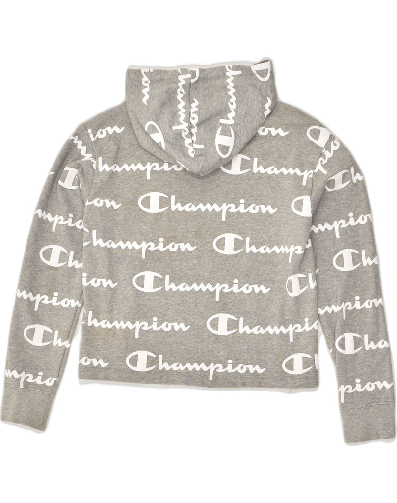 CHAMPION Girls Crop Hoodie Jumper 11-12 Years Large  Grey Cotton | Vintage Champion | Thrift | Second-Hand Champion | Used Clothing | Messina Hembry 