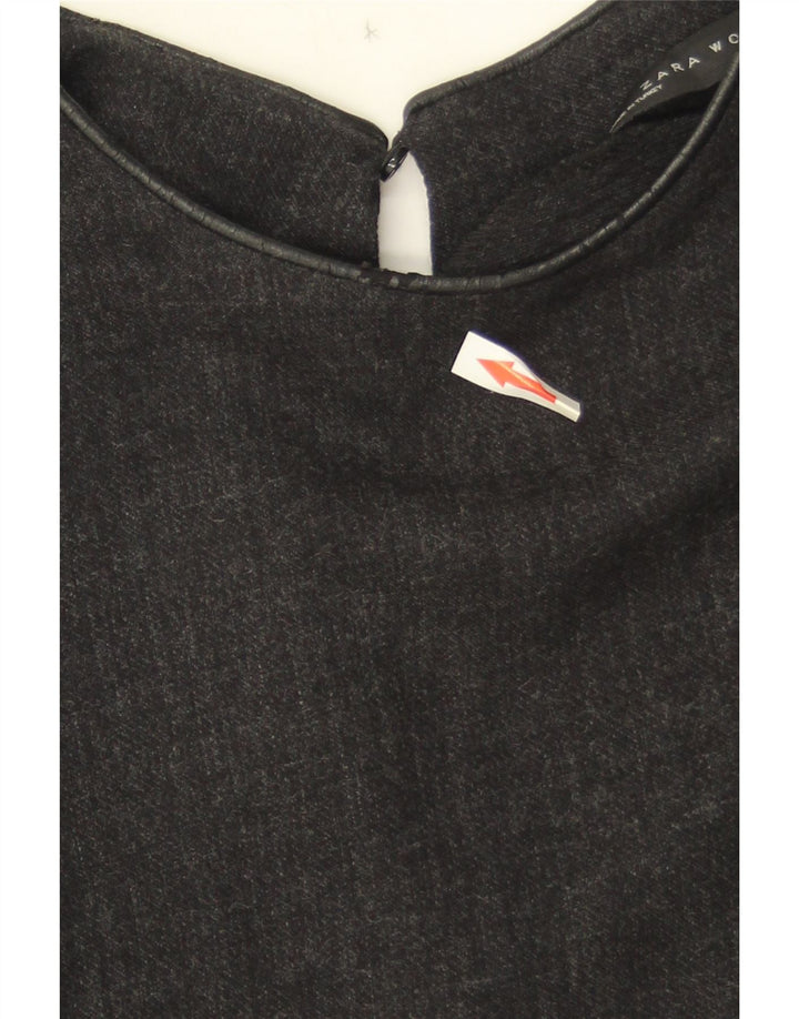 Zara Womens Long Sleeve A-Line Dress UK 10 Small Grey