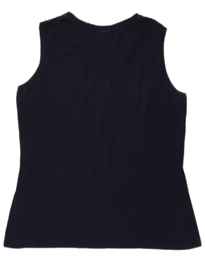 LACOSTE Womens Vest Top Size 44 Large Navy Blue Cotton