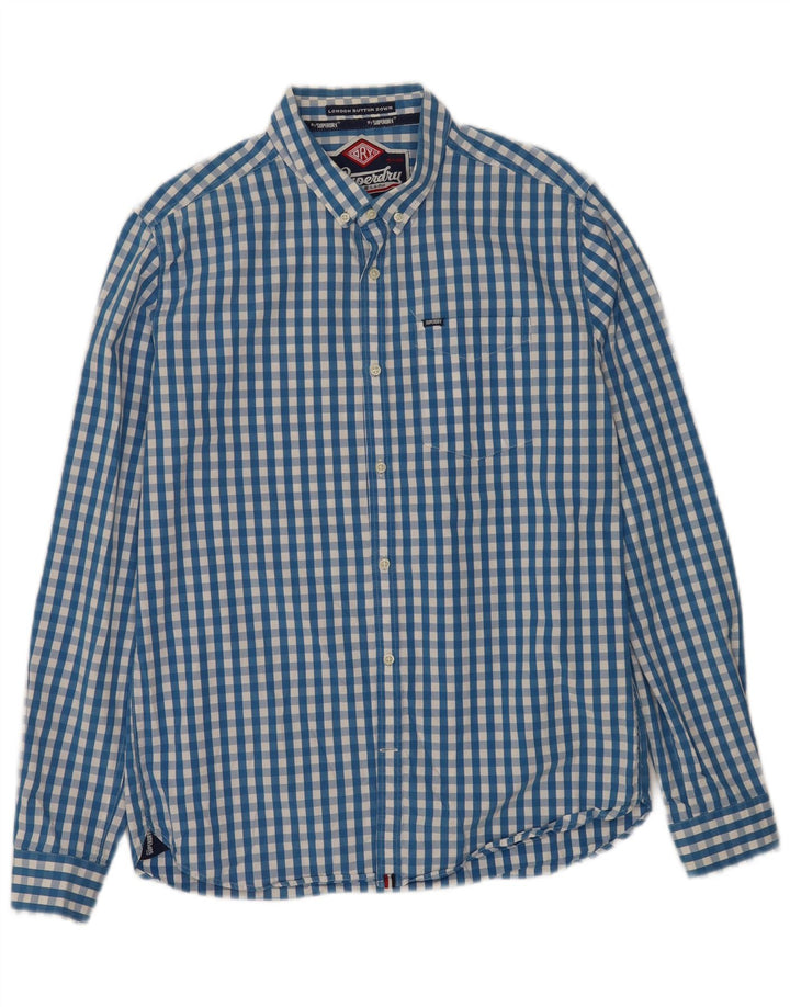 Superdry Mens Shirt XL Blue Gingham Cotton