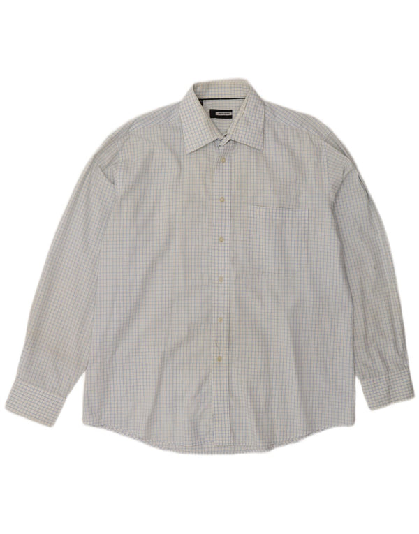 Pierre Cardin Mens Shirt Size 41 16 Large Blue Check Cotton