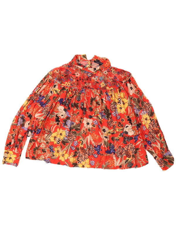 French Connection Womens Long Sleeve Blouse Top UK 16 Large Red Floral