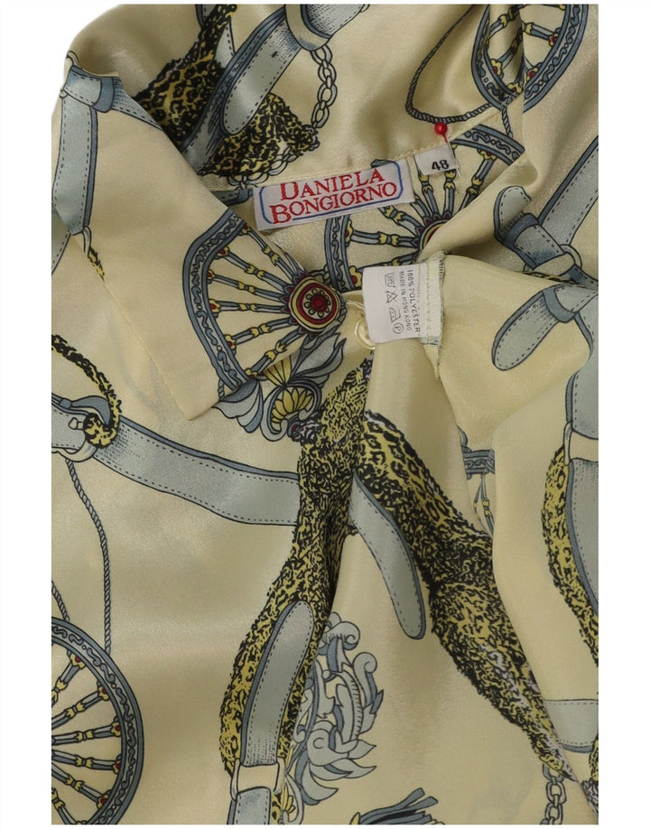 Vintage Womens Graphic Shirt Blouse IT 48 XL Yellow Polyester