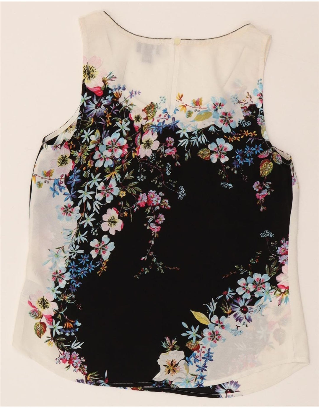 Oasis Womens Sleeveless Blouse Top UK 8 Small White Floral Polyester