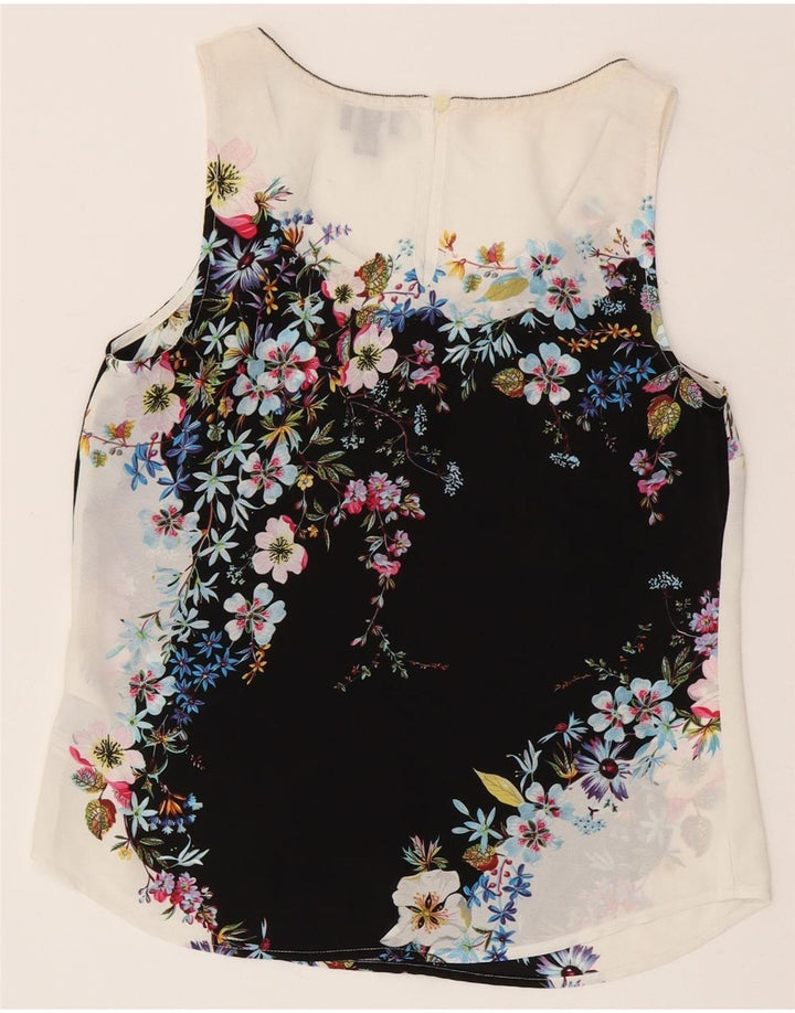 Oasis Womens Sleeveless Blouse Top UK 8 Small White Floral Polyester