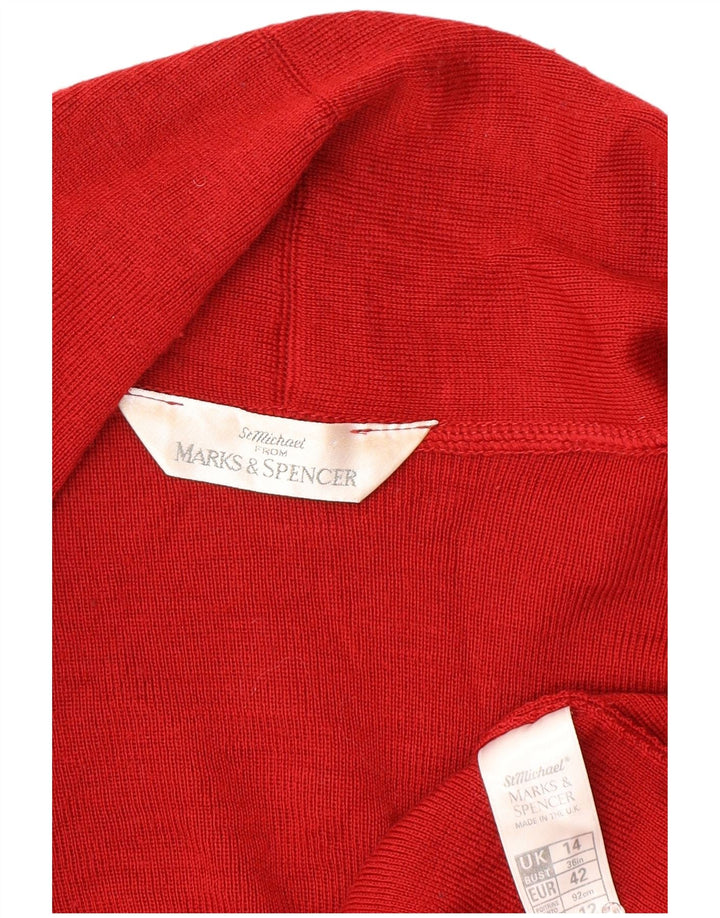 Marks & Spencer Womens Oversized Open Cardigan Sweater UK 14 Large Red